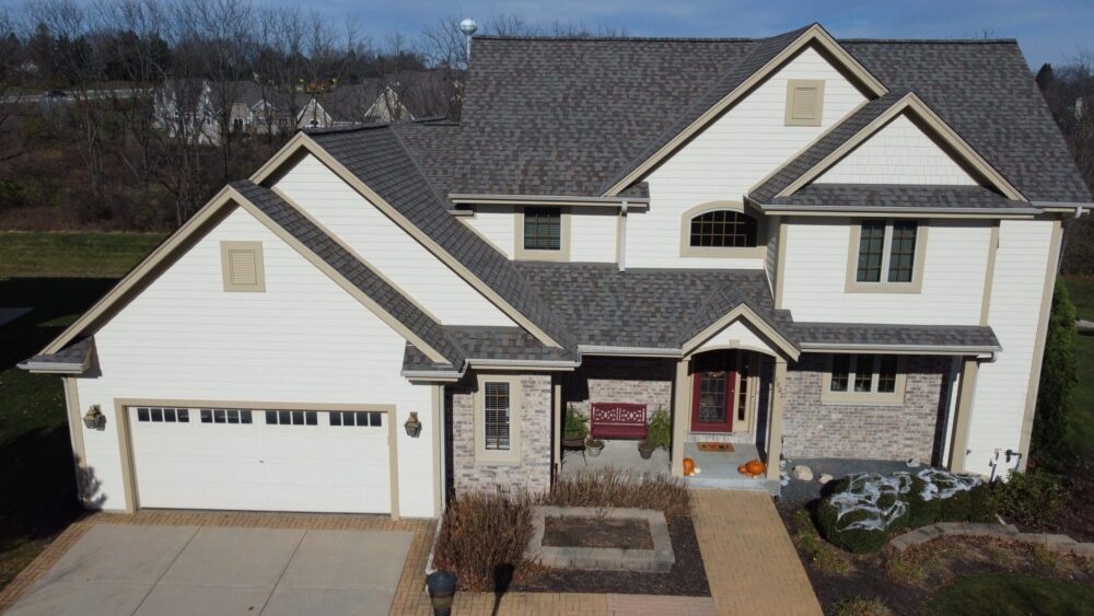 Completed roof replacement project in Delafield, WI by Adonis Roofing