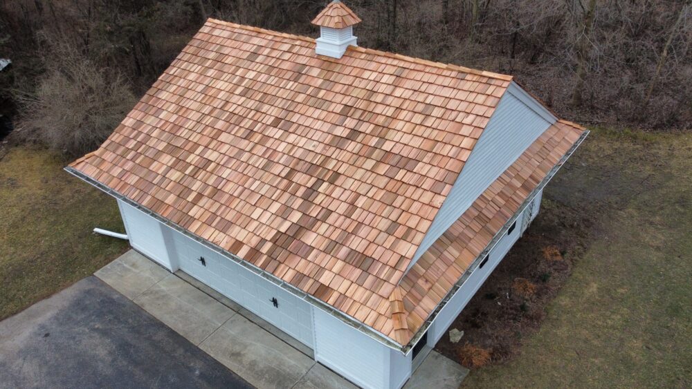 Cedar shake roof shingle installation near Hartland Wi by Adonis Roofing